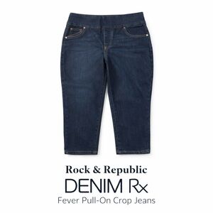 Rock & Republic Denim Rx Fever Pull-On Crop Jeans 16 Dark Wash Slimming Stretch
